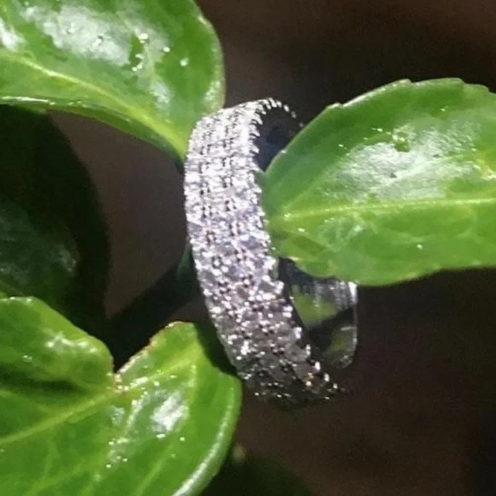925 SILVER DIAMOND TRIPLE FULL ETERNITY RING, CUTE RING, SHINY RING. - Picture 6 of 7
